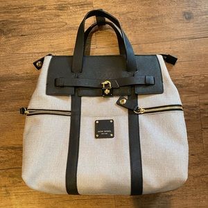 Henri Bendel Light Gray Canvas Jetsetter Convertible Backpack